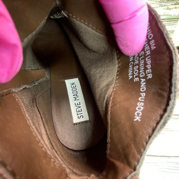 Steve Madden Ohio Womens Ankle Boot Size 8M Gray Suede Fringe Zip Western Bootie - Picture 5 of 13